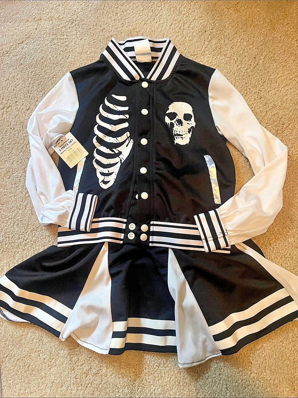 Fun World Scare Squad Cheerleader Costume Black & White Set